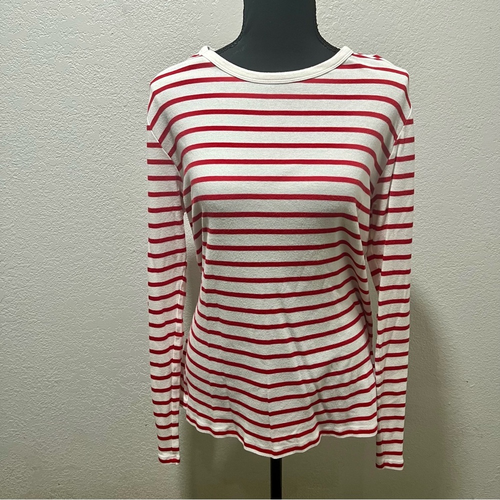 GAP Favorite Tee Crewneck Red and White Striped Long Sleeve Shirt